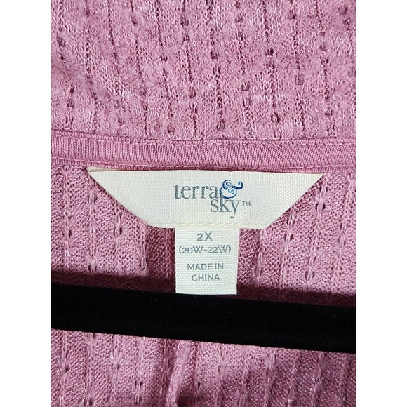 Terra & Sky Womens Pullover Sweater Cowl Neck Drop Shoulder Ruffle Pink Size 2X - Picture 3 of 6
